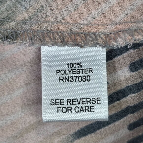 Womens Cato Grey & Pink Striped Blouse Roll-Tab Sleeve 100% Polyester Size XL - Picture 4 of 9